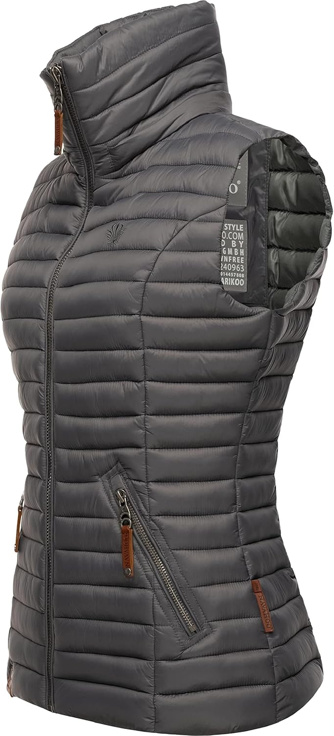 Navahoo Damen Übergangsjacke leichte Steppweste mit Abnehmbarer Kapuze Shadaa XS-3XL XS Anthracite,