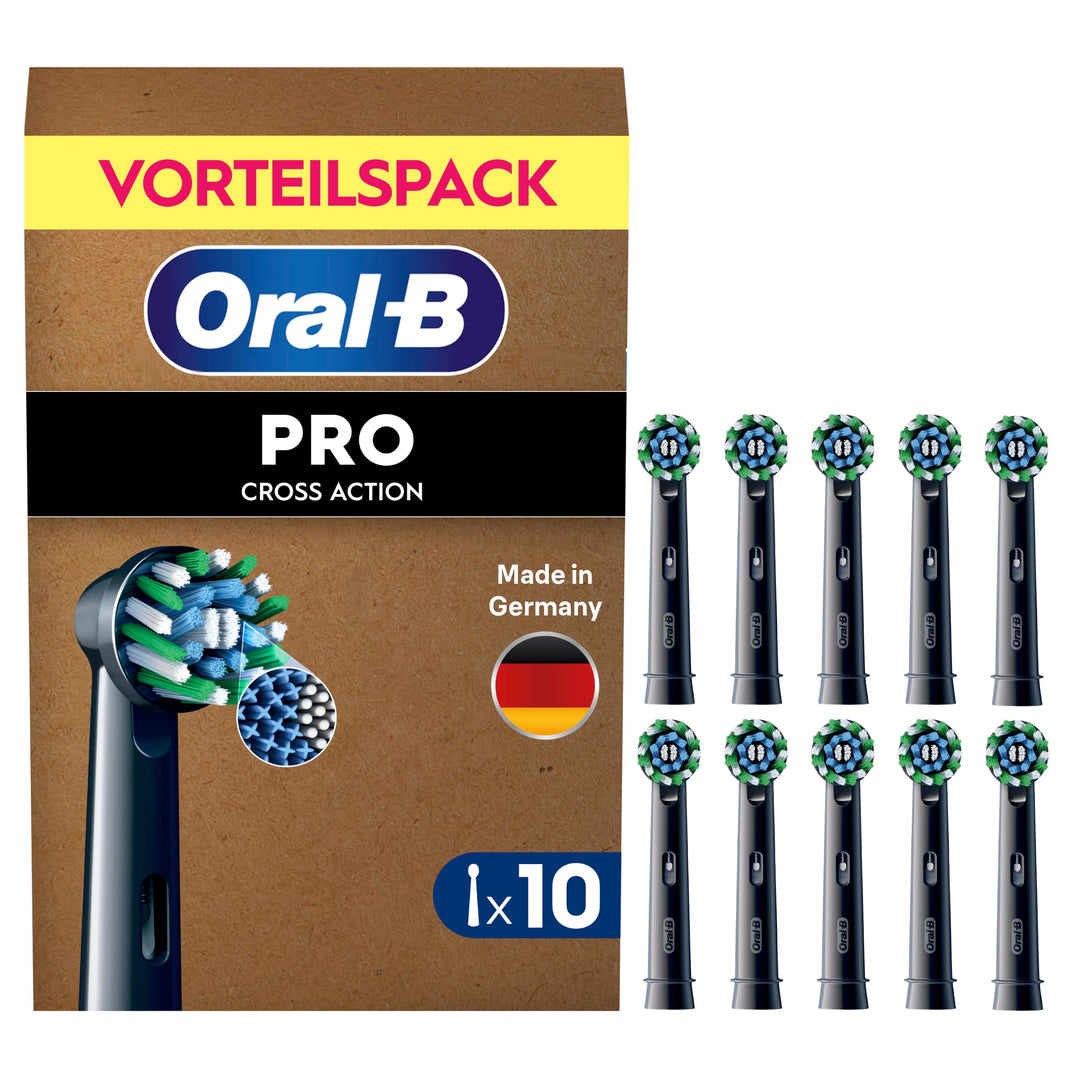 Oral-B Pro CrossAction Aufsteckbürsten für elektrische Zahnbürste, 10 Stück, Zahnreinigung, X-Borste