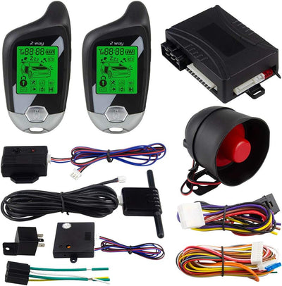 Easyguard EC202 2-Wege-Kfz-Alarmanlage mit LCD-Pager-Display, Remote-Motorstart und Mikrowellensenso