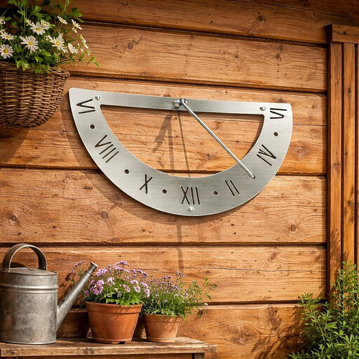 DanDiBo Sonnenuhr Garten Edelstahl Wand 70 cm Rostfrei 96687 Ausrichtbar Gartenuhr Wetterfest Outdoo