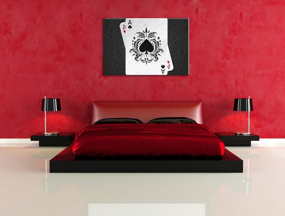 Pixxprint Spielkarte Ass als Leinwandbild/Grösse: 100x70 cm/Wandbild/Kunstdruck/fertig bespannt, 100
