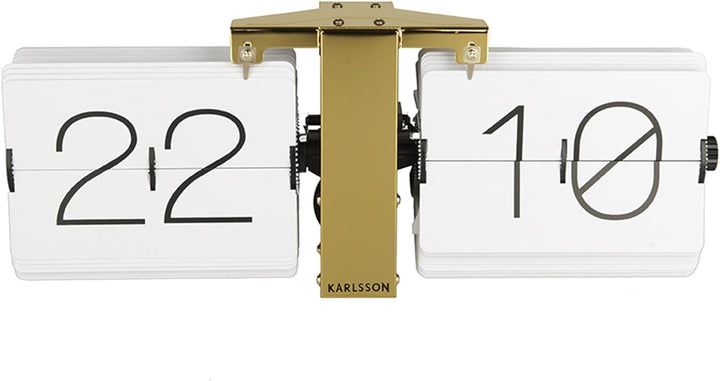Karlsson KA5601WH Flip Uhr No Case Weiss, Standfuss Messingf, Metall, White, 8.5 x 36 x 14 cm