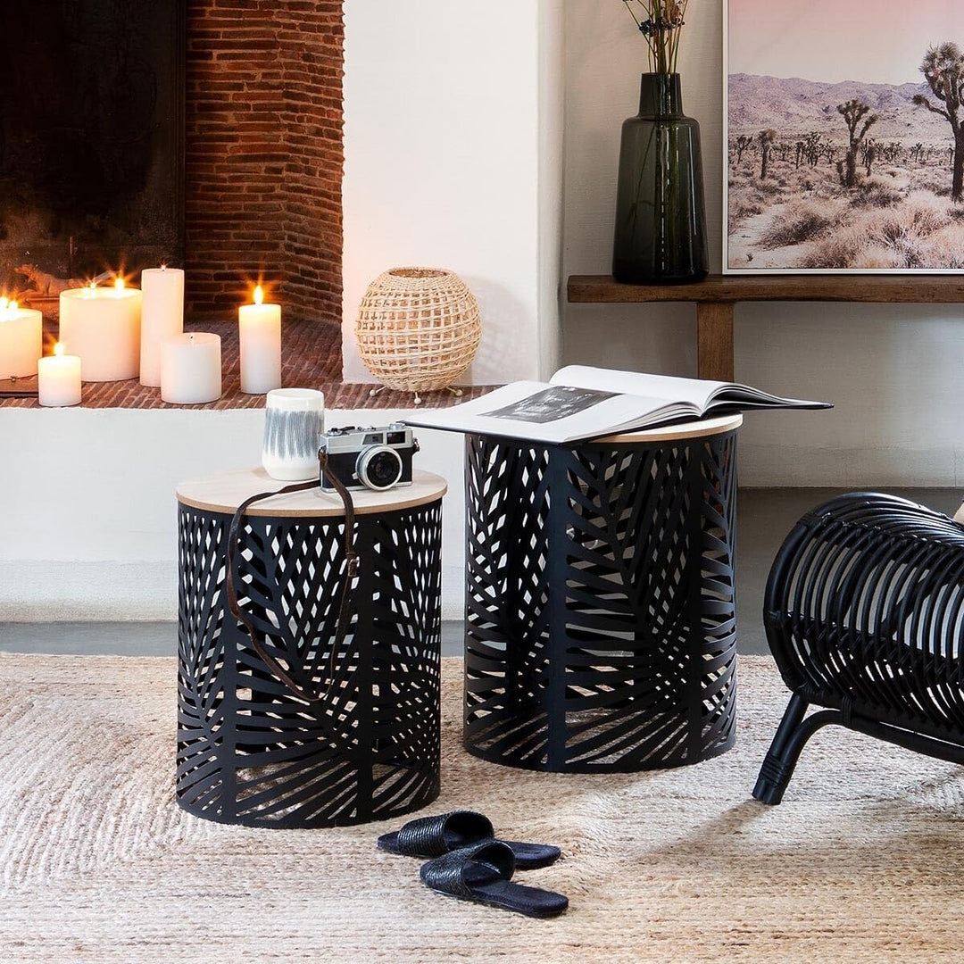 Set aus 2 Couchtischen Blätter schwarz - Schwarz - Atmosphera créateur d'intérieur cm Schwarz, cm Sc