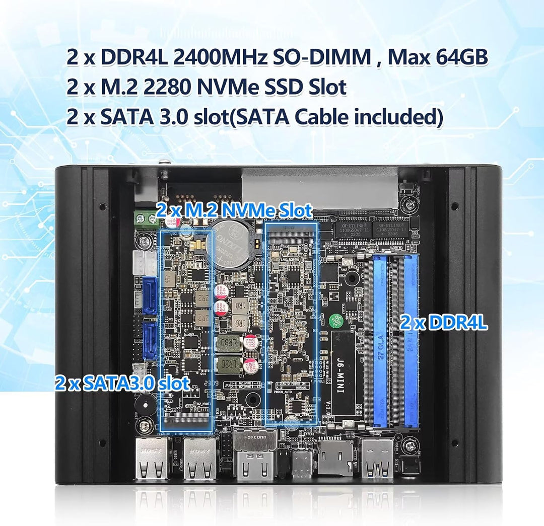 Firewall Mini PC J6413 4 Core, 4 x i226V 2.5GbE LAN OPNsense Router Micro Appliance, DDR4 8GB RAM 12