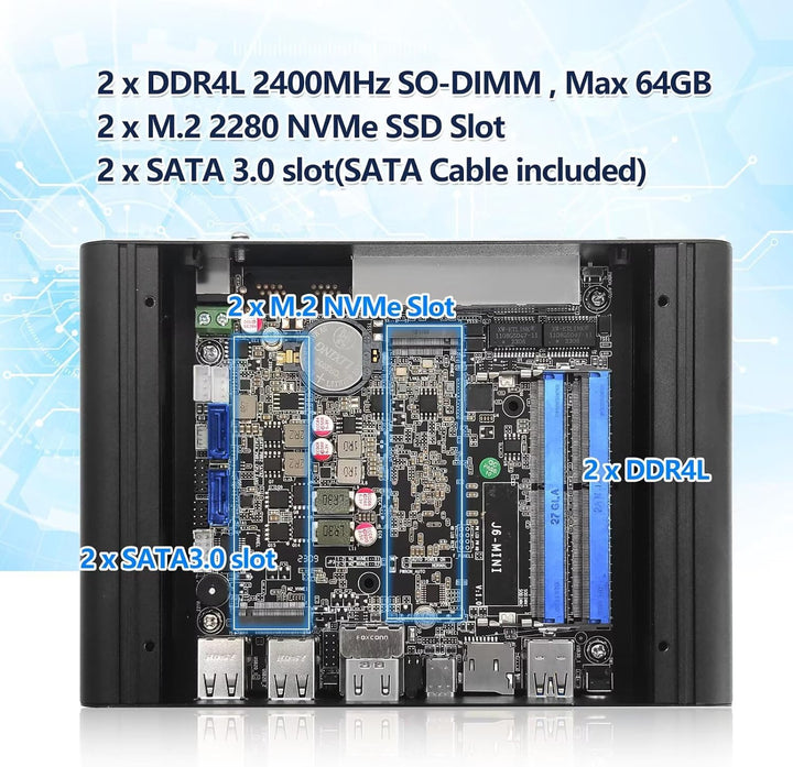 Firewall Mini PC J6413 4 Core, 4 x i226V 2.5GbE LAN OPNsense Router Micro Appliance, DDR4 8GB RAM 12
