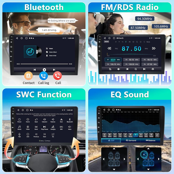 2GB + 64GB Carplay Autoradio mit Kabellosem Android Auto, 2 Din 10.1 Zoll Android Touchscreen Car St