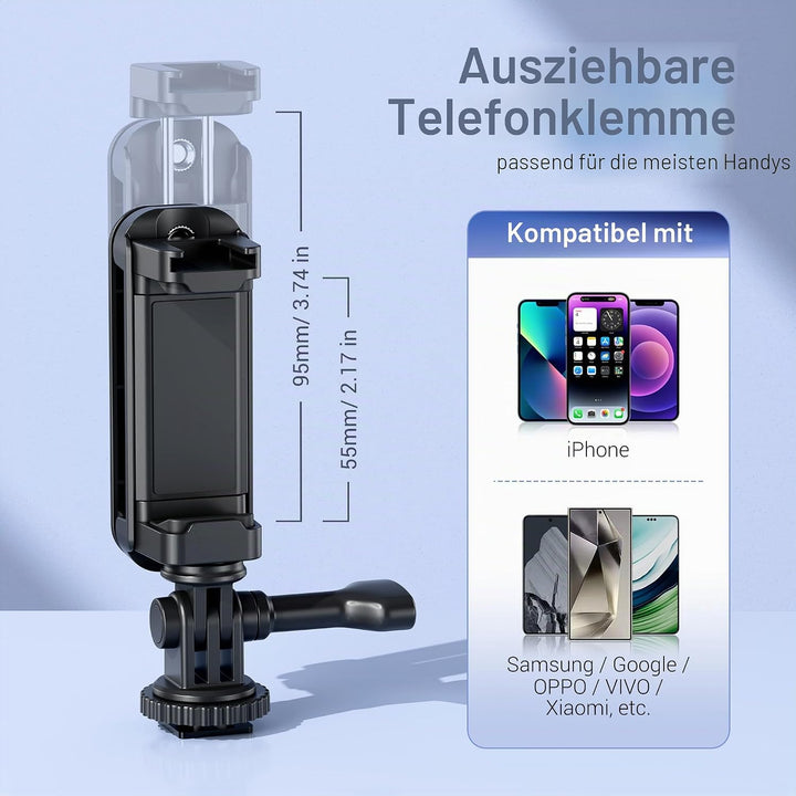 JJC Tragbare SSD-Halterung, Smartphone-Klemme für iPhone 16 15 Pro & Pro Max Galaxy Pixel Mate, 55–9