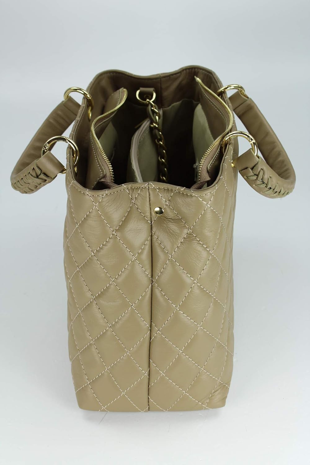 Belli edle italienische Echt Nappa Leder Damentasche Henkeltasche Umhängetasche gesteppt - 34x25x17