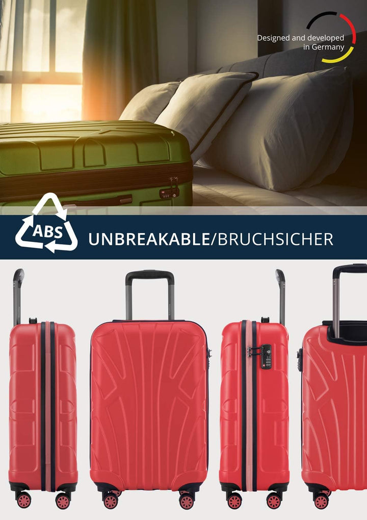 suitline Handgepäck Hartschalen-Koffer Koffer Trolley Rollkoffer Reisekoffer, TSA, 55 cm, ca. 34 Lit