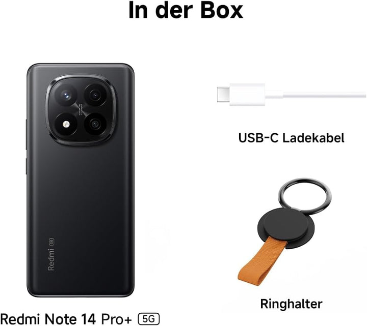 Xiaomi Redmi Note 14 Pro+ 5G Smartphone, 12 + 512GB, Purple, 200MP professionelle AI-Kamera, IP68, 1