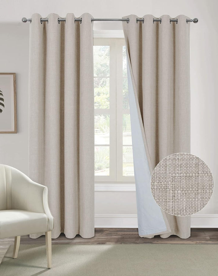 always4u Vorhang Blickdicht 100% mit Ösen, Elegente Gardinen Wohnzimmer Modern Abdunkelnde Vorhänge