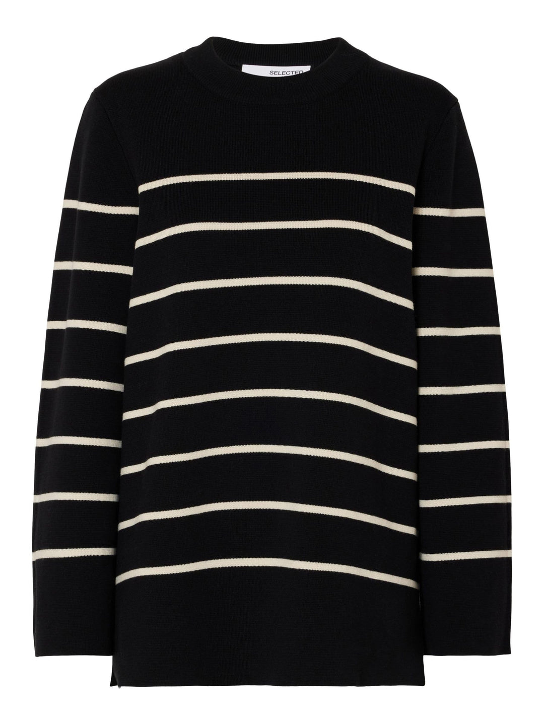 Selected Femme Female Strickpullover Oversize S Black/Stripes:birch, S Black/Stripes:birch
