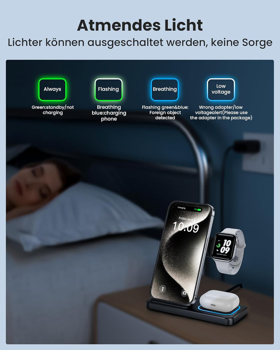 DUMTERR 3 in 1 Apple Ladestation für Apple Watch und iPhone iPod, iPhone Ladestation für iPhone 17 1