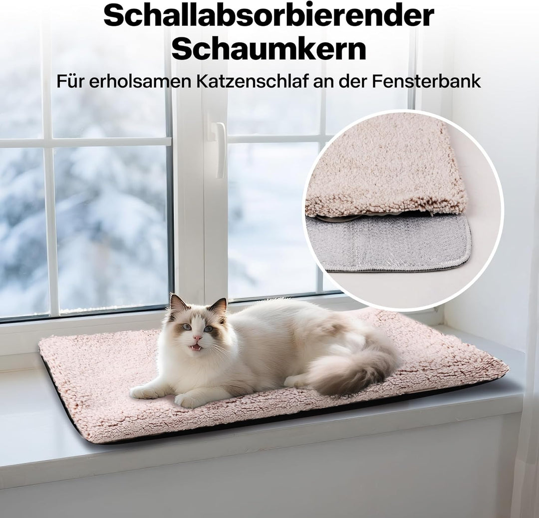 Pet Prime Katzen Fensterliege – Katzenbett Flauschig Fensterbank Liegeplatz mit Rutschfester Unterse