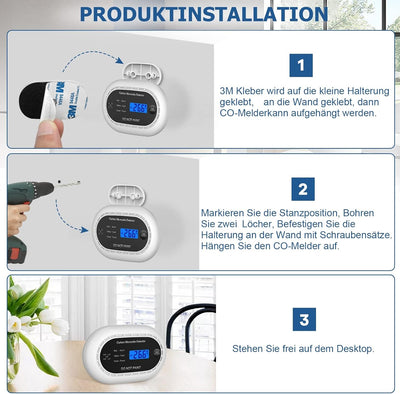 XINDUM Kohlenmonoxid Melder mit LCD-Digitalanzeige, CO Melder mit 10 Jahres Batterie, eigenständiger