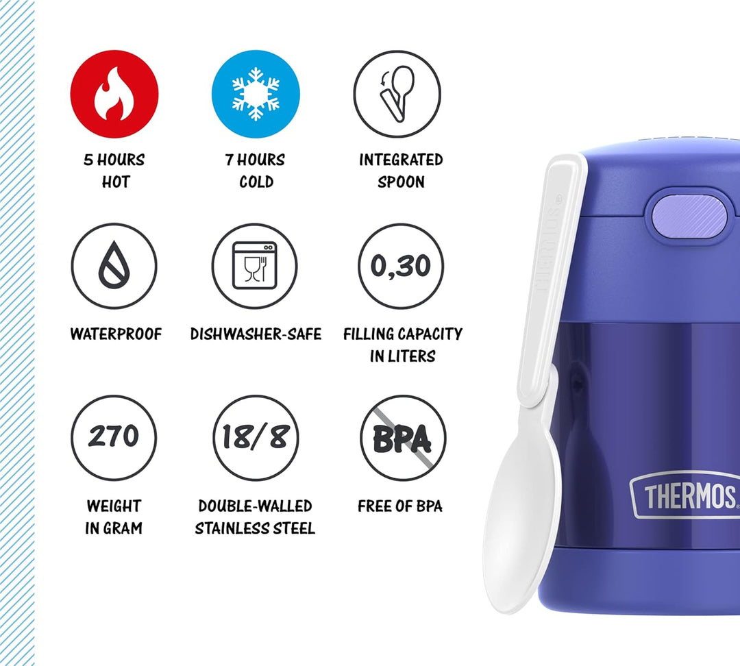 RMOVR THERMOS kids FUNTAINER FOOD JAR 0,30l, purple, Thermobehälter für Essen mit Löffel für Kinder,