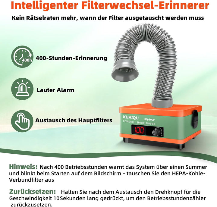Lötrauchabsaugung, Desktop-Rauchdämpfer mit 3-stufigen HEPA- und Aktivkohlefiltern zum Löten, Leiter