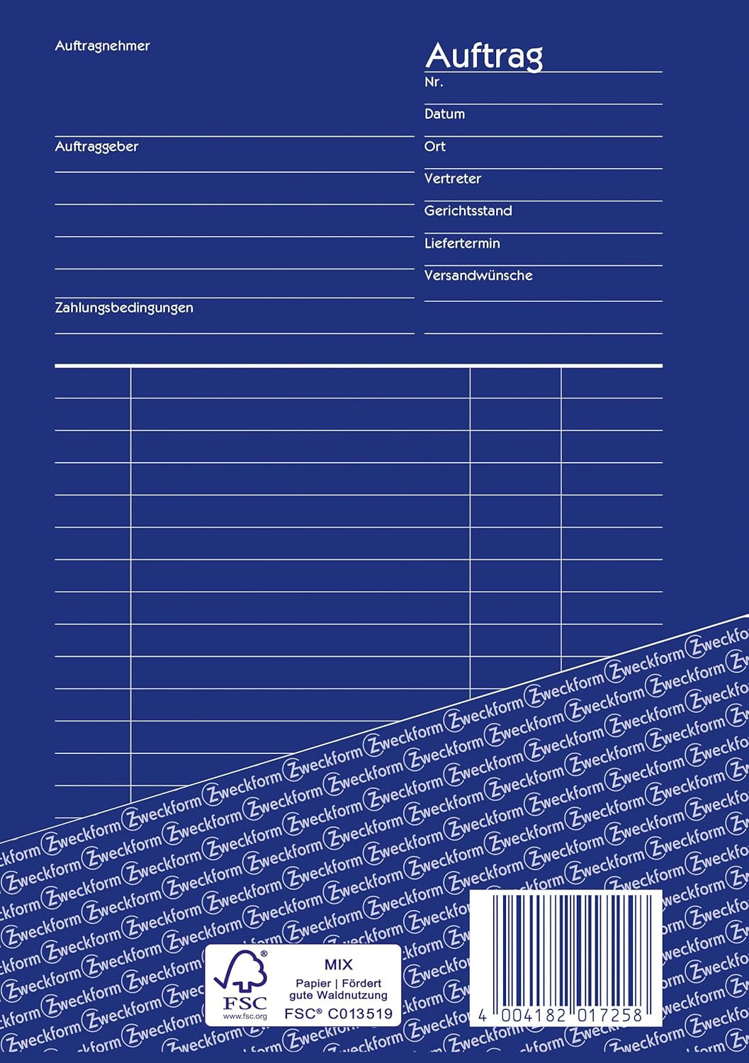 AVERY Zweckform 1725-5 Auftrag (A5, 2x40 Blatt, selbstdurchschreibend mit farbigem Durchschlag, zur
