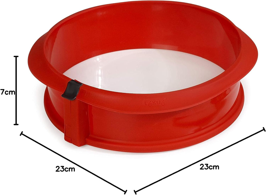 Lékué Duo, runde Springform, rot, Silikon, 23 x 7 x 23 cm Springform 23 cm, Springform 23 cm
