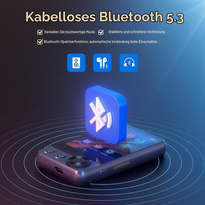 128GB MP3-Player mit Bluetooth 5.3, Oilsky 2,4 Zoll tragbarer Touchscreen MP3 Musikplayer mit Lautsp