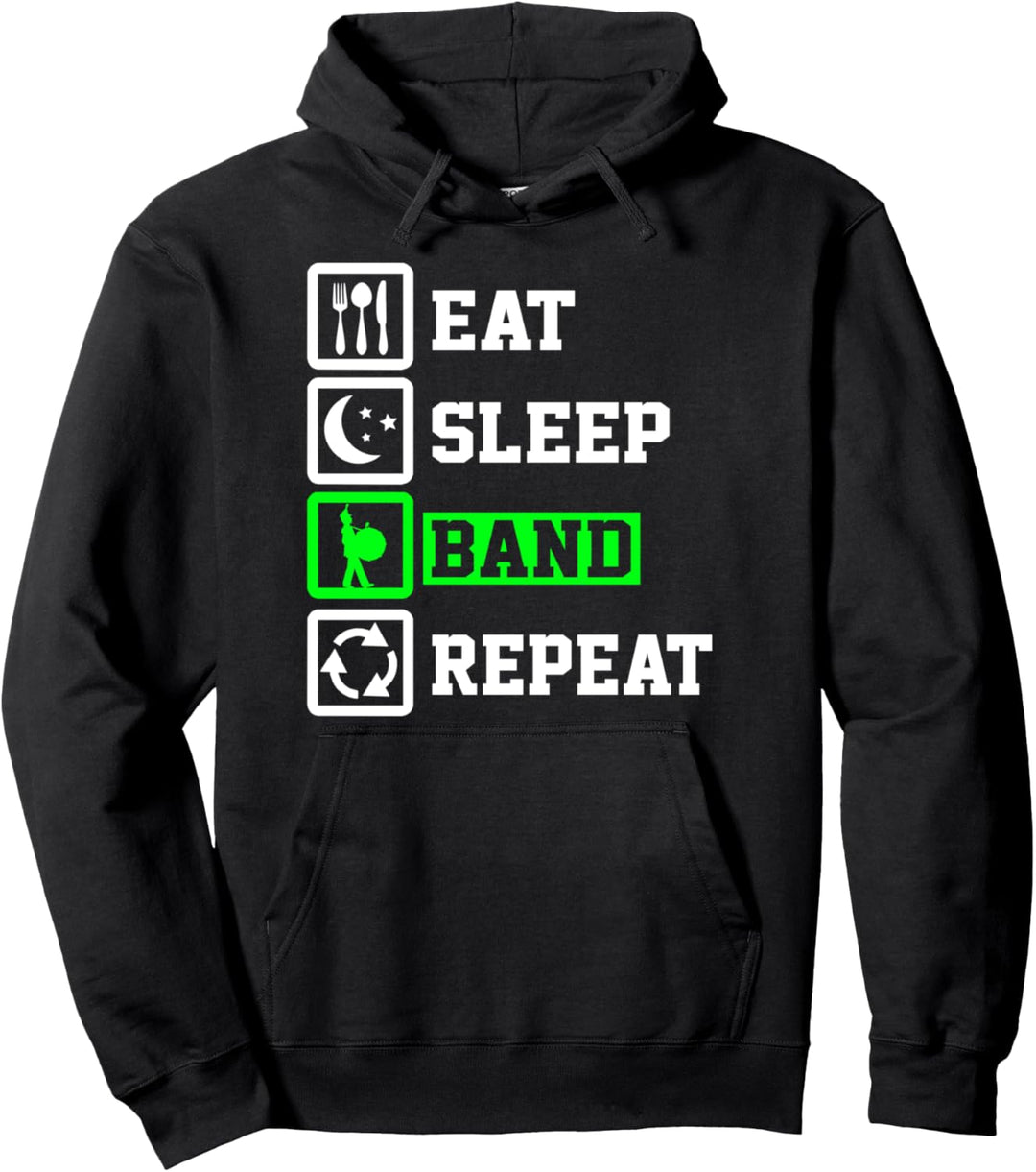 Eat Sleep Bass Drum Repeat Marching Band Pullover Hoodie