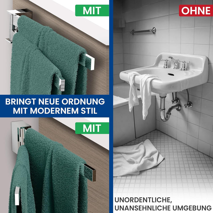 rtmr Handtuchhalter Wandmontage &amp; Schrankmontage, 2-armig, schwenkbar, Chrom, Premium Gästehandtuchh