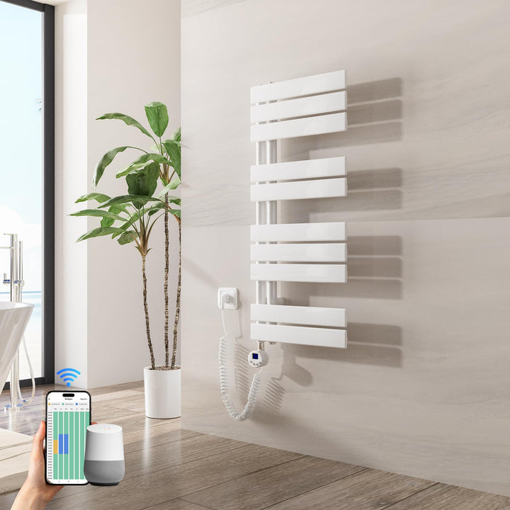 Heilmetz Badheizkörper Elektrisch WiFi 899 x 400 mm,Flach Bad Heizkörper mit Digitalem Thermostat, E