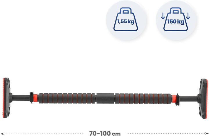 Gymtek® Klimmzugstange für Türrahmen - von 70 bis 100 cm - Pull Up Bar Schwarz und rot, Schwarz und