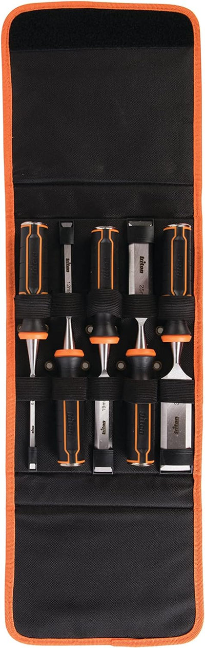 Triton 823149 Stechbeitel, 5-teilig Satz Twcs5: 6, 12, 19, 25 und 32 mm, Schwarz-Orange