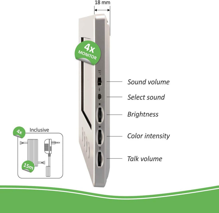 ELRO Türklingel DV477W4 4-Familien Video Türsprechanlage mit 4 Farbdisplay, Kamera mit Nachtsicht, 4