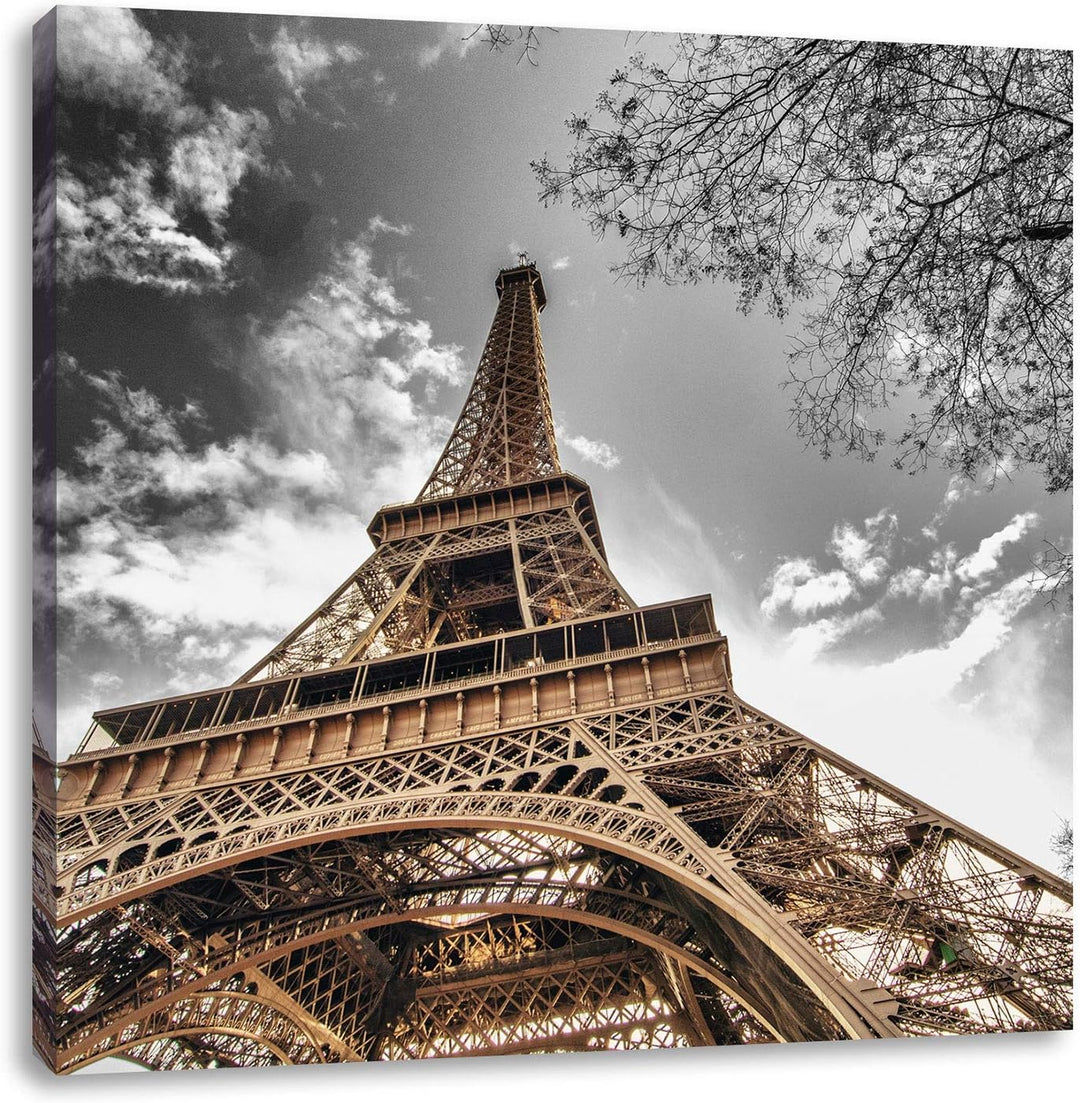 Pixxprint schöner Eifelturm als Leinwandbild Quadratisch/Grösse: 70x70 / Wandbild/Kunstdruck/fertig