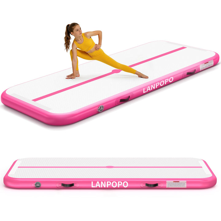Airtrack Gymnastikmatte – Aufblasbare Turnmatte 2M/3M/4M/5M in Pink, Luftdicht, Weich aber Stabil, E