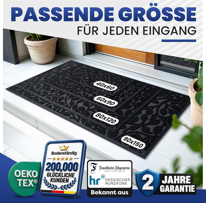 Fussmatte aussen und innen [robust] - Saubere Schuhe Dank geriffelter Oberseite - Perfekte Grösse 40