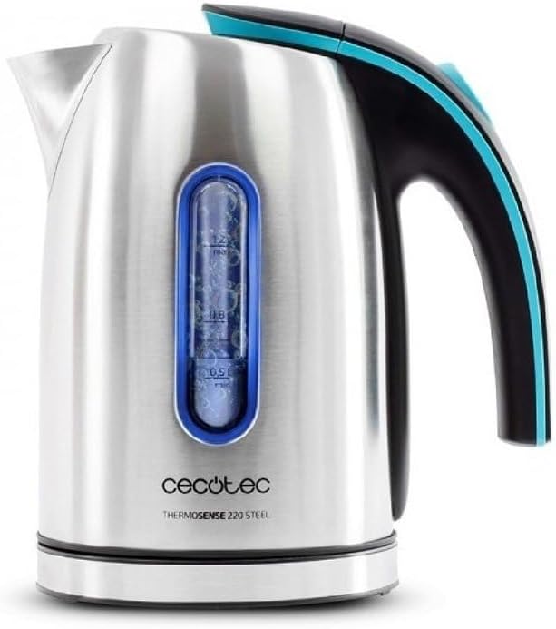 Cecotec elektrischer Wasserkocher TermoSence 220 STeel, 1.2 Liter, BPA-frei, rostfreier Stahl, Anti-