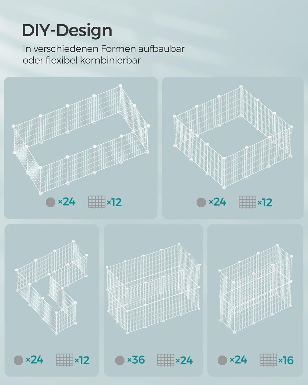 SONGMICS Freilauf, DIY-Kleintiergehege, KleintierkÄfig, Welpenauslauf, Kaninchen, Meerschweinchen, M