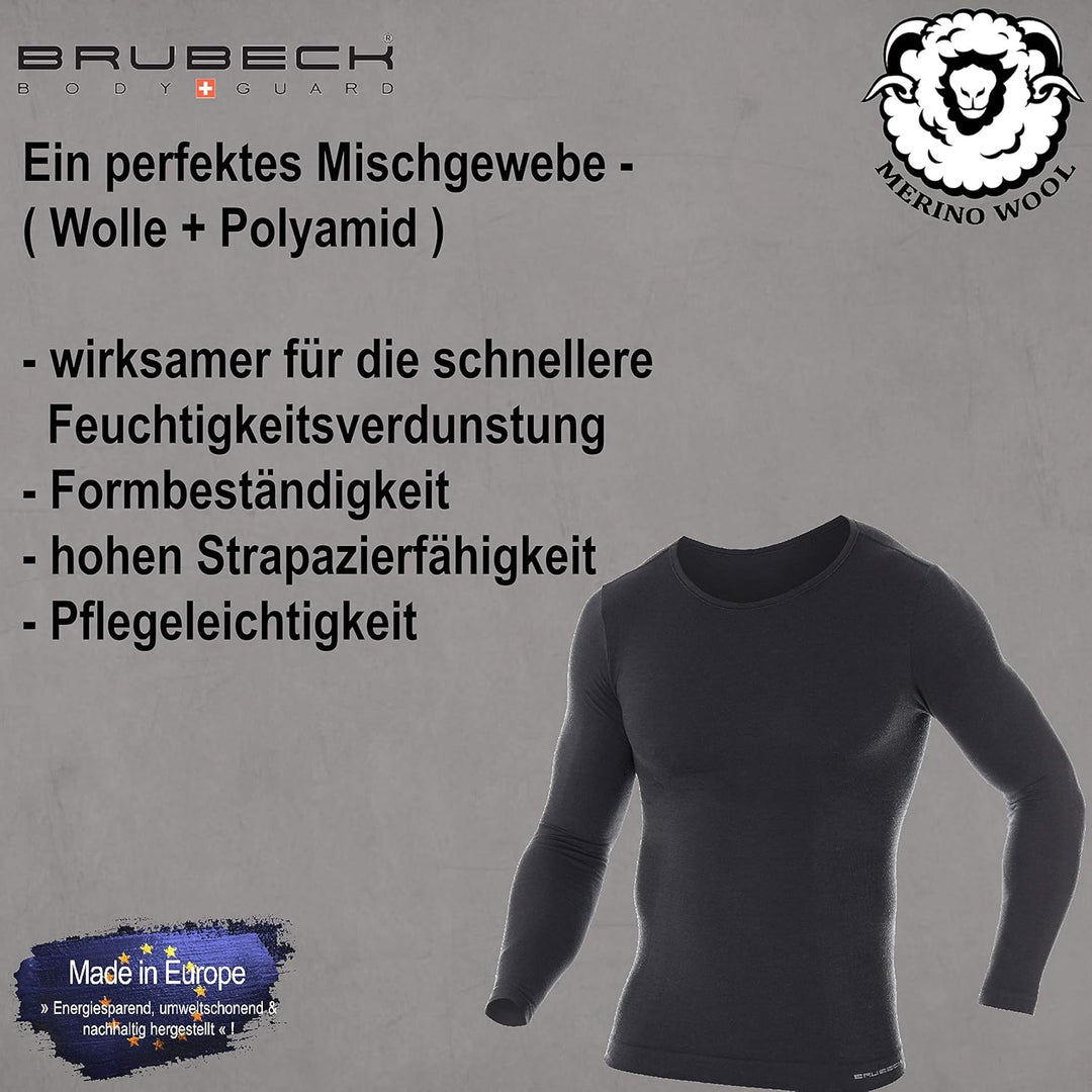 BRUBECK Herren Langarmshirt | Atmungsaktiv | Thermo | Winter-Sport | Outdoor | Oberteil | Funktionsu