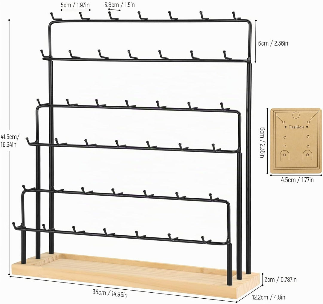 Ohrring-Display für Händler, 6 Etagen, 42 Haken, Holz, Ohrring-Präsentationsständer für Ohrringe, Ha