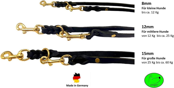 Hundeleine Fettleder Messing kleine Hunde/grosse Hunde 2m / 2,40m / 2,80m / 3,50m / 5m Doppelleine v