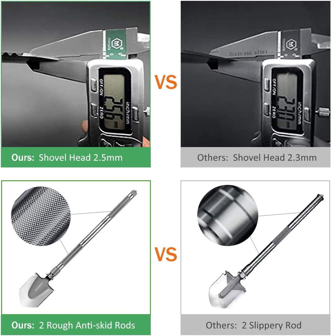 MOSFiATA Klappspaten 75cm Klappschaufel , 16 All-in-Function Survival Schaufel mit 2 Stück verstellb