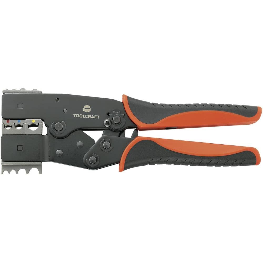 TOOLCRAFT 2-i-1 818644 Crimpzange Isolierte Flachstecker, Kabelschuhe, Stossverbinder