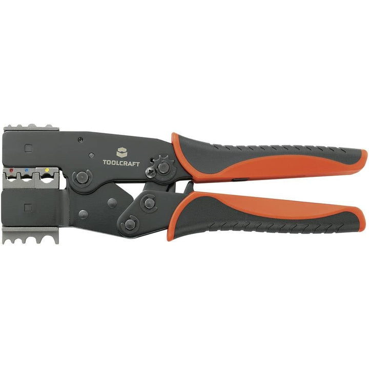TOOLCRAFT 2-i-1 818644 Crimpzange Isolierte Flachstecker, Kabelschuhe, Stossverbinder
