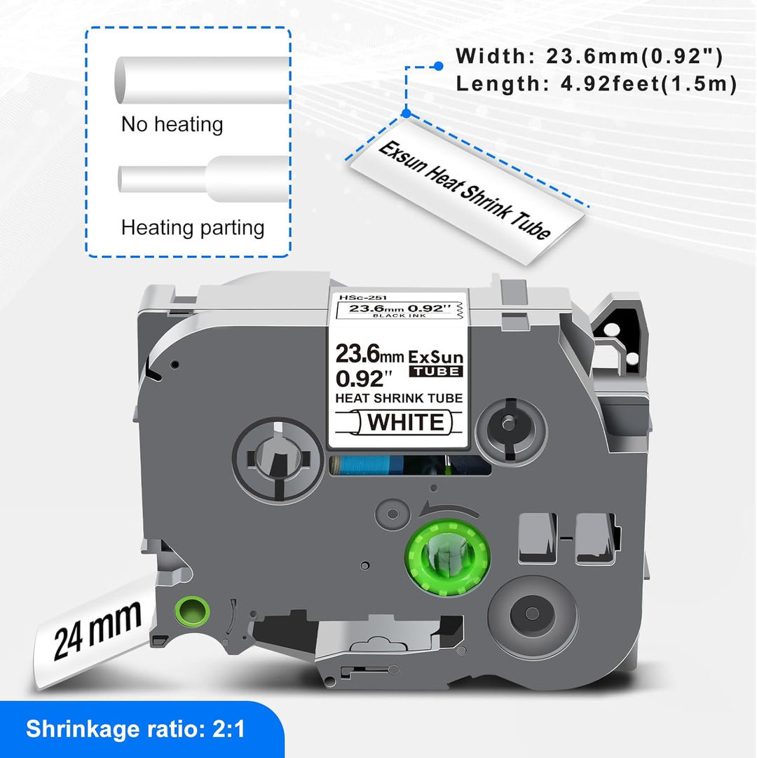 3er-Pack 23,6mm Schrumpfetikett Kompatibel mit Brother Ptouch Schrumpfschlauch Hse-251 Hse 251 HSc-2