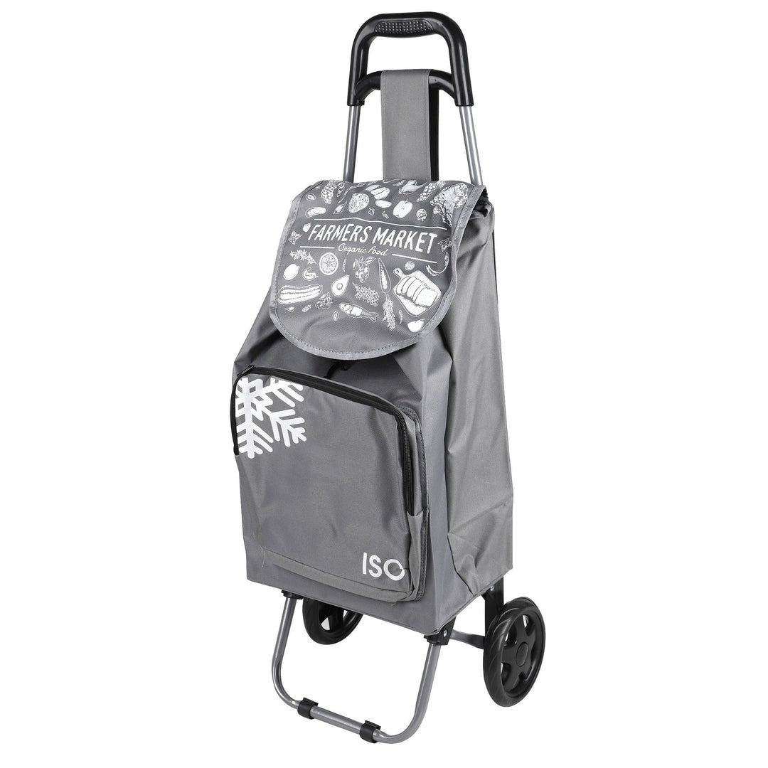 ELEPSO Einkaufstrolley mit Kühlfach 35L grau – Einkaufswagen leicht & stabil – Shopping Trolley für