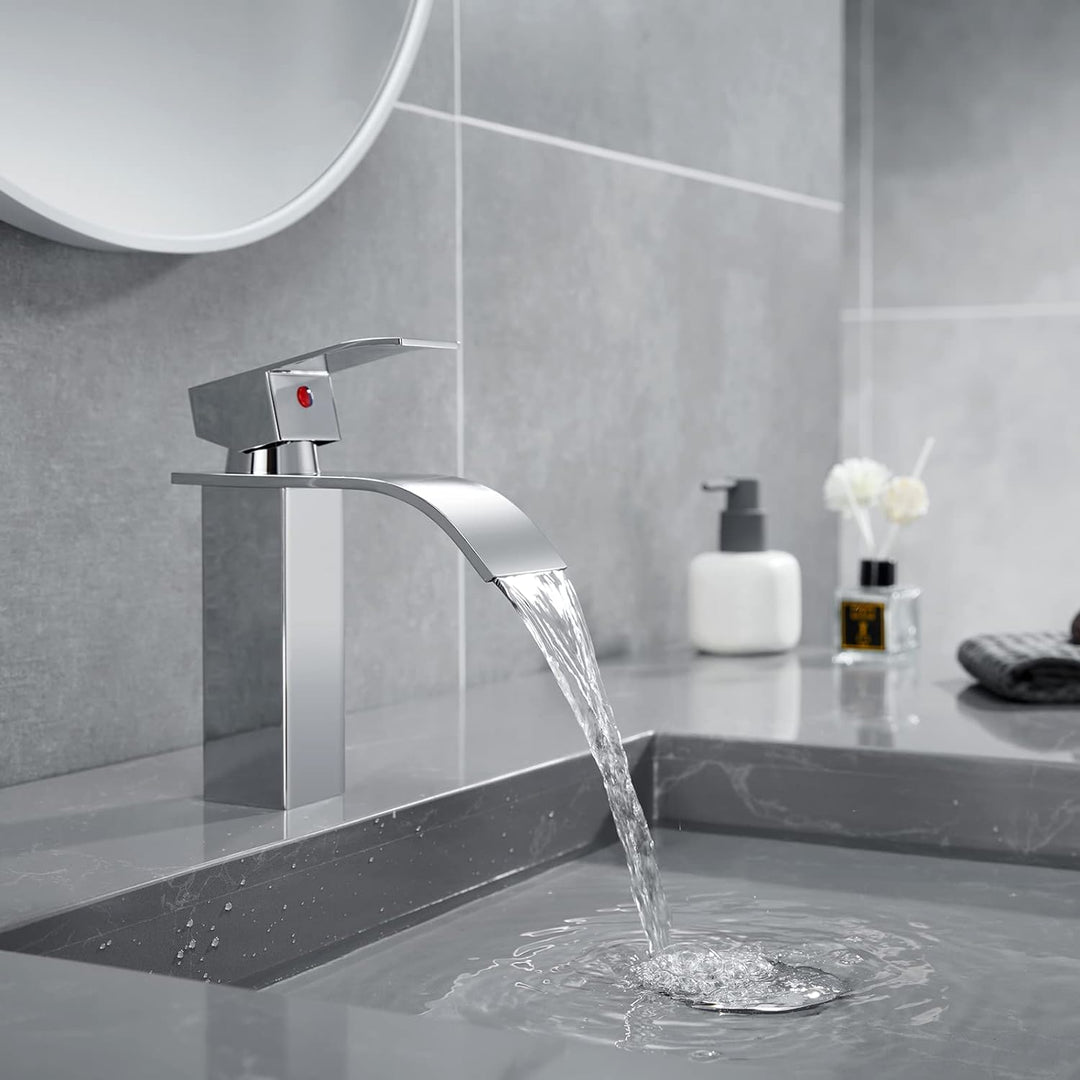 iVIGA Wasserhahn Bad, 175MM Waschtischarmatur wenig Lärm Einhandmischer Wasserfall Waschbeckenarmatu