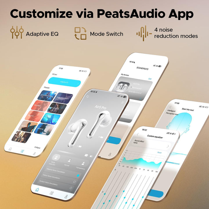 SoundPEATS Air5 Pro Bluetooth Kopfhörer mit Adaptive Hybride Geräuschunterdrückung, aptX Lossless, H
