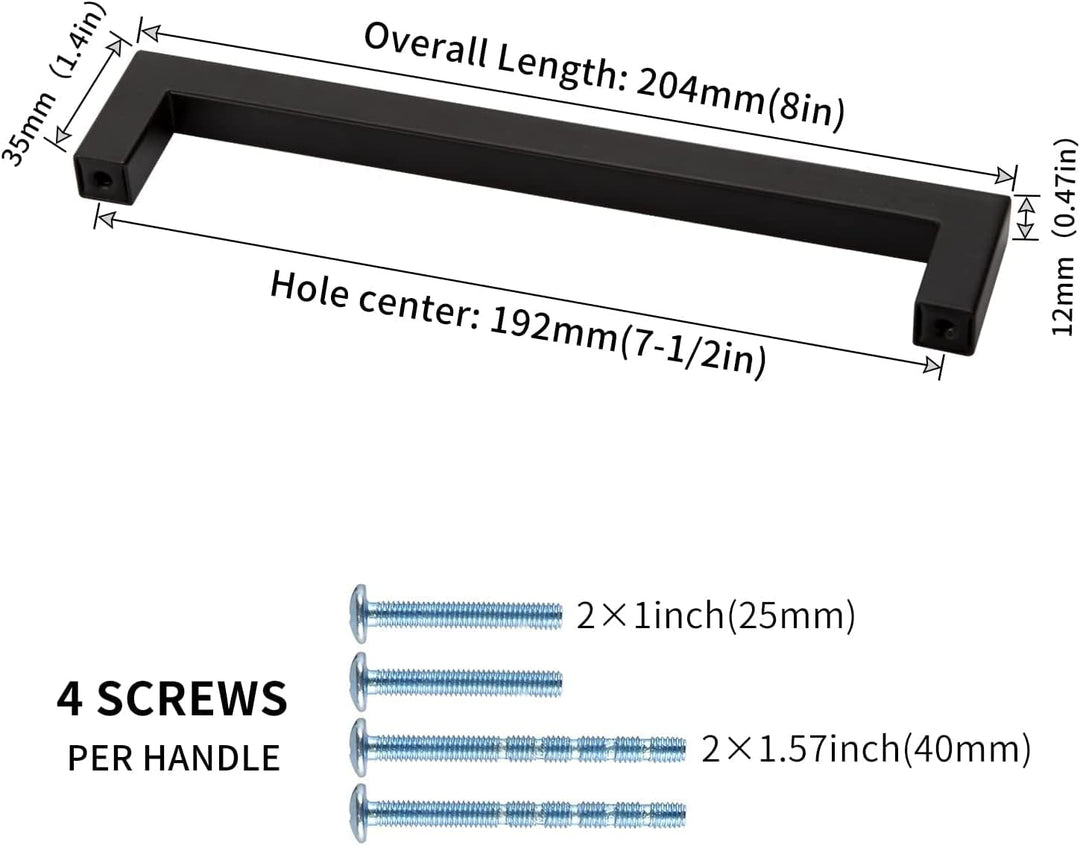 LONTAN 10 Stück Küchengriffe Schwarz 192mm lochabstand Schrankgriffe Schwarz Griffe für Küchenschrän