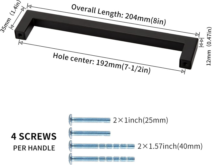LONTAN 10 Stück Küchengriffe Schwarz 192mm lochabstand Schrankgriffe Schwarz Griffe für Küchenschrän