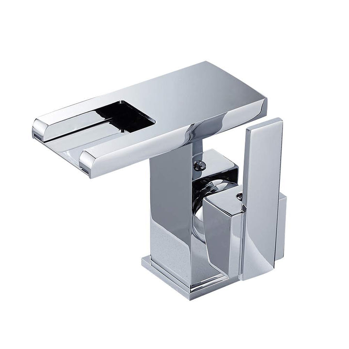 Badarmatur Waschbecken Wasserfall LED Bad Mischbatterie Einhebelmischer Waschbecken für Dusche (Silb