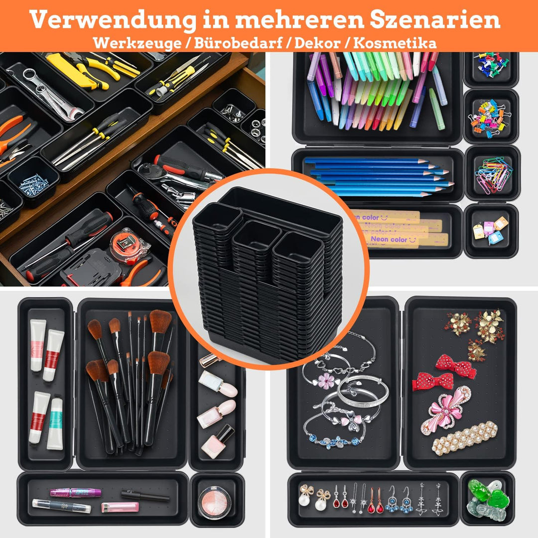 45 Stück Werkzeugkoffer Leer Organizer Sortierbox, Werkzeugaufbewahrung Schubladen Ordnungssystem We