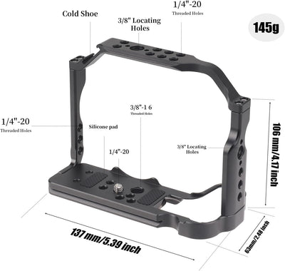 FOTGA Kamerakäfig für Canon EOS R10 Kamera, Aluminium Vlogging Käfig Stabilisator Rig mit NATO-Schie